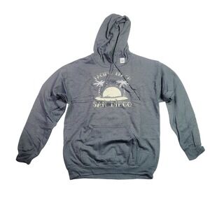 Pacific Beach Men San Diego Hoodie Size M Gray Palm Tree Graphic‎ Pullover